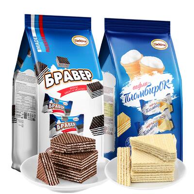 俄罗斯进口零食品冰淇淋威化阿孔特奶酪味饼干小吃网红休闲巧克力