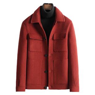 秋冬毛呢大衣男短款100%羊毛呢子外套时尚修身双面呢非羊绒夹克潮