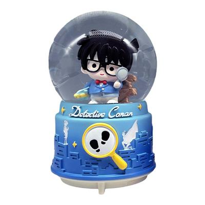 彩灯飘雪旋转动漫侦探柯南水晶球音乐盒可旋转送儿童男孩生日礼物