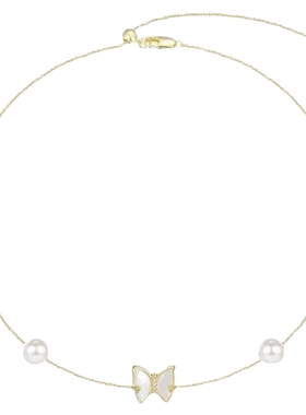 2024年新款短款珍珠蝴蝶项链锁骨链轻奢小众女脖颈链高级感配饰夏