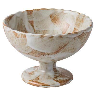 巷子尾手工粗陶高脚碗中古甜品碗