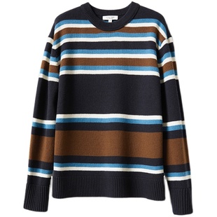 *WZT06254 茉莉雅集 风格翘楚@cne全羊毛撞色条纹针织套衫毛衣