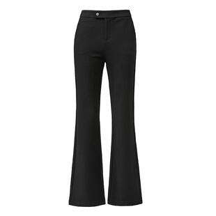 逸阳2025冬季新款九分微喇裤黑色加绒保暖显瘦加厚百搭休闲西装裤