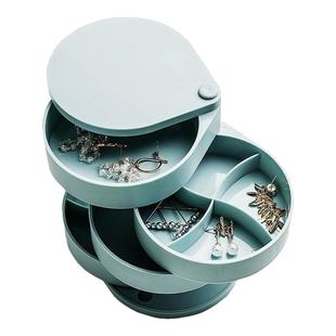 二层四层旋转首饰盒桌面收纳盒饰品盒架耳环饰品多层多功能防尘盒
