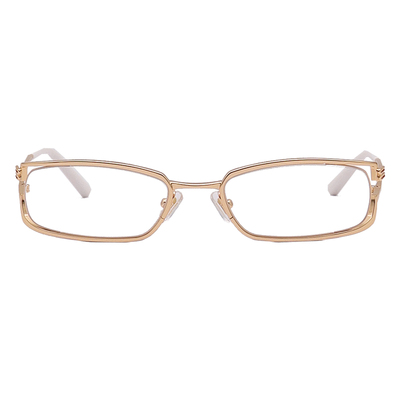 GM眼镜架男金色时尚镂空小方窄框