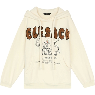 妖精的口袋复古小象加绒连帽卫衣女2025年冬新款新年战袍红色上衣