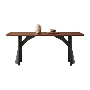 中古风实木餐桌长方形家用白蜡木法式复古飞鸦高端大板全实木长桌