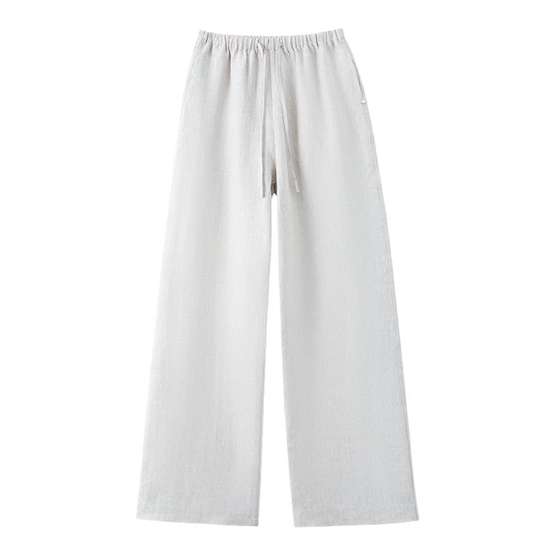 啄木鸟天丝亚麻裤子女高端抗皱垂感山本裤直筒冰丝阔腿休闲裤女夏