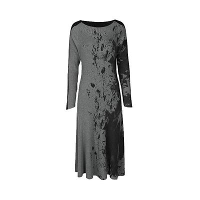 sdeer水墨晕染针织拼接连衣裙