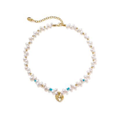 绿松石天然珍珠项链串珠配饰女