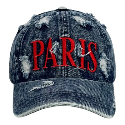 PARIS原创设计棒球帽女2026新款牛仔破洞做旧鸭舌帽男 显脸小帽子