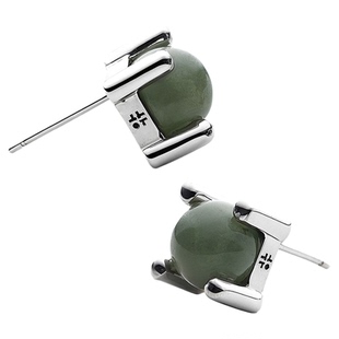 【明星同款】岂翡翡翠耳钉缅料A货925银轻奢方字单珠圣诞礼物证书