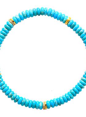 原矿天然绿松石手链珍珠项链小米珠文玩玉石手串无优化女款普琳丝