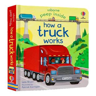 卡车的工作原理Usbrone偷偷看里面揭秘系列 Peep Inside how a truck works 英文原版进口图书卡车科普翻翻书英语绘本洞洞纸板书
