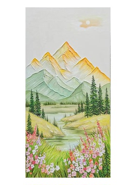 可班艺术纯手绘油画奶油风风景画