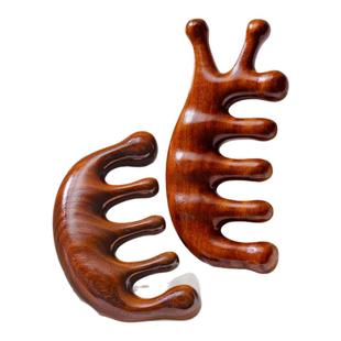 按摩梳檀木经络防穴位头部按摩脱发通用五指按摩梳子头颈刮痧神器