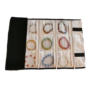 首饰展示包透明PVC格子包耳钉收纳袋吊坠绒布卷包珠宝包手镯链格