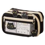 小黑猫咪超大容量透明笔袋女生2025新款超火文具盒女孩款初高中小学生儿童铅笔盒高颜值小众不撞款简约文具袋