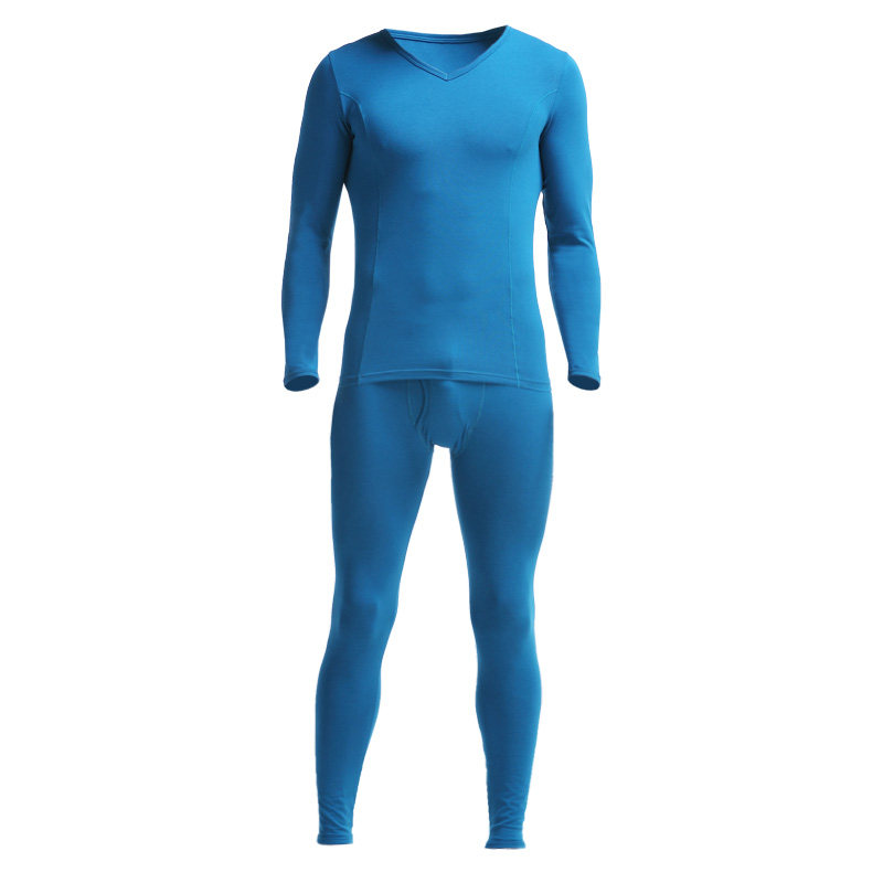 基础男士保暖内衣套装秋衣秋裤薄款紧身棉毛衫低领v领修身打底衫