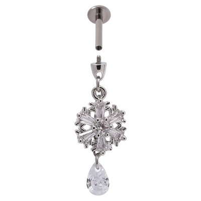 钛合金立体吊坠三颗泪滴锆石耳钉