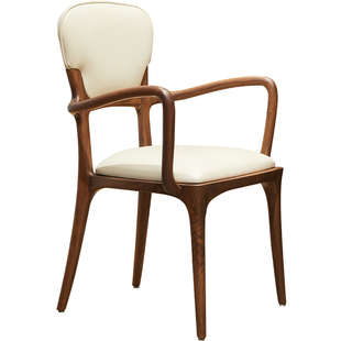 北美黑胡桃木餐椅家用餐厅主人椅北欧实木椅子意式极简书椅扶手椅