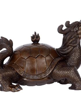 纯铜招财开盖工艺品办公室龙龟