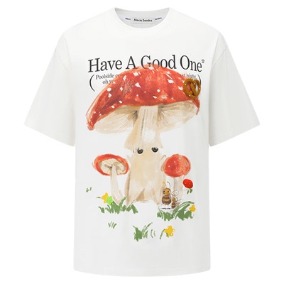 Alexia Sandra2025夏季新款梦游仙境蘑菇童趣宽松设计感短袖T恤女