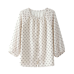 OSA欧莎法式复古波点雪纺衫女2026夏季新款薄款中袖内搭衬衫上衣