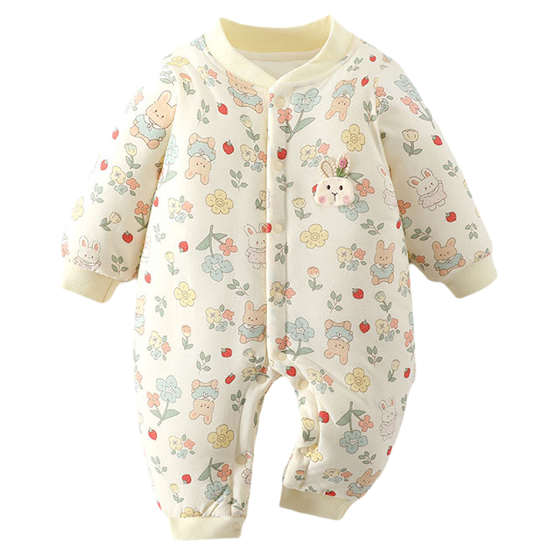 婴儿夹棉连体衣冬装婴幼儿衣服爬爬服新生儿棉服纯棉宝宝加厚哈衣