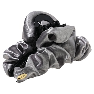 银色云朵抓夹大号发量大显发量布艺泡泡鲨鱼夹高级感缎面盘发夹