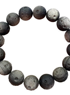 收藏级天然银曜石月球陨石手链