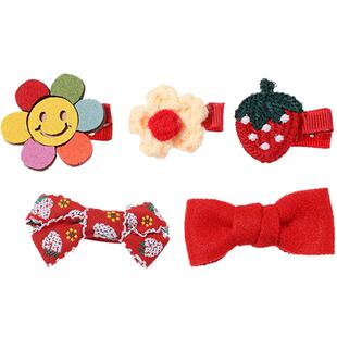 新年红色全包布发卡女儿童可爱宝宝刘海不伤发胎毛夹汗毛夹子发饰