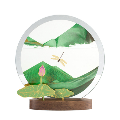 马鹿流沙画荷花新中式摆件礼物