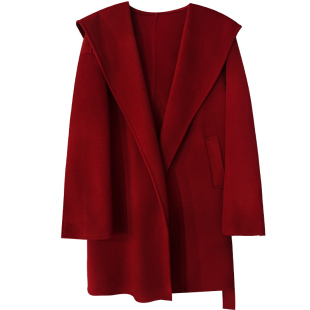 秋冬短款羊毛大衣红色短款大衣小个子双面呢外套高级感斗篷新娘