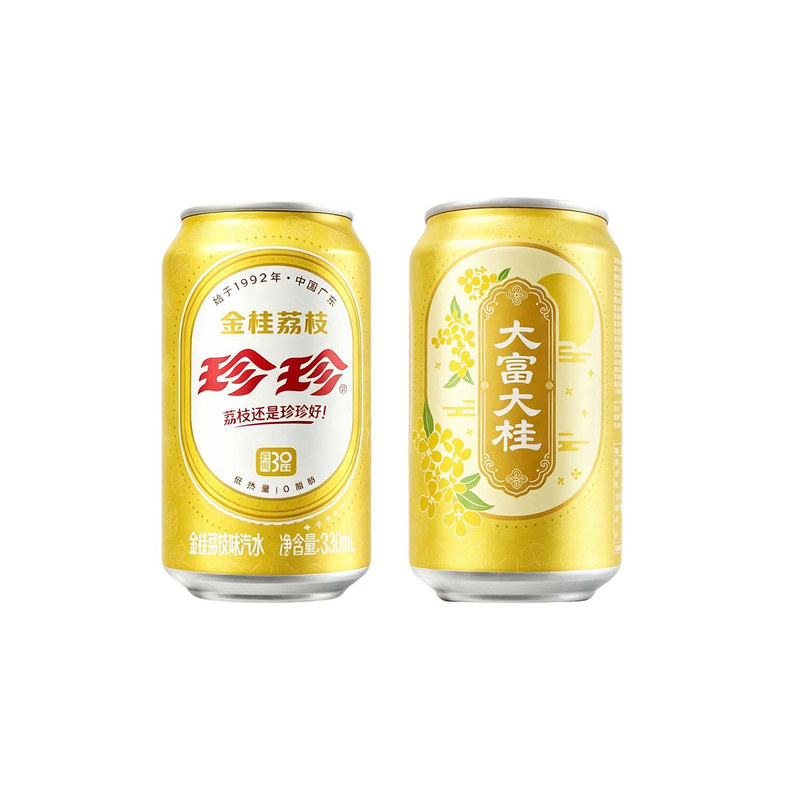 珍珍金桂荔枝味汽水果味碳酸饮料低热0脂饮料气泡水330ml整箱送礼