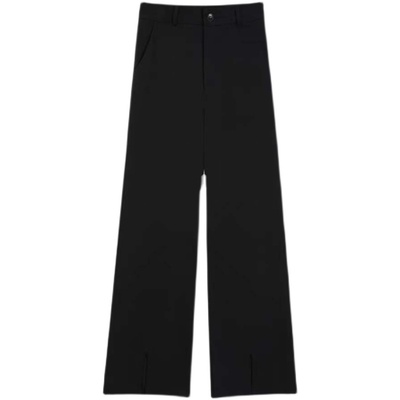 高腰显瘦休闲前开叉裤子垂感