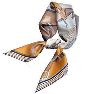 米色真丝丝巾大方巾秋冬洋气时尚百搭100%桑蚕丝斜纹绸围巾女披肩