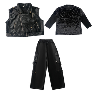 儿童架子鼓演出服男女童痞帅街舞表演服套装少儿嘻哈风hiphop服装