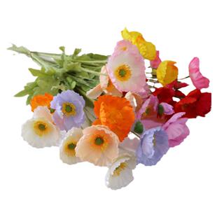 婚庆仿真绢花植毛罂粟花 4头虞美人装饰花背景 家居布景拍摄道具