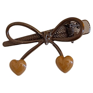 蝴蝶结发夹女咖色爱心边夹侧边前额发卡2026新款刘海夹子高端头饰