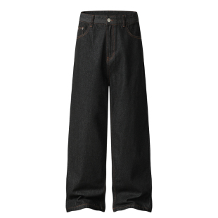 190高个子加长美式高街丹宁原色牛仔裤男直筒裤宽松阔腿长裤高级