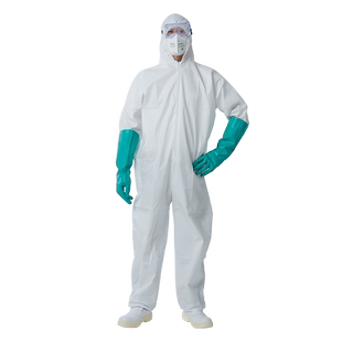 加厚SF一次性无纺布防护服覆膜防水连体带帽喷漆防尘化学实验服
