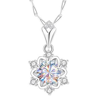 银项链女莫桑石莫桑钻雪花吊坠999纯银女款女士首饰送女友送老婆