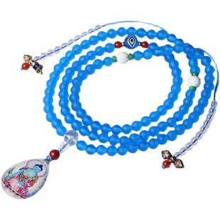 药师佛琉璃佛珠手链 108颗念珠手串 男女修法手持 名族风8\10mm珠