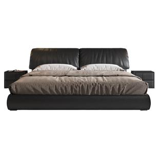 柏曼家具现代简约2米软包皮床婚床意式极简主卧双人床大象耳朵床