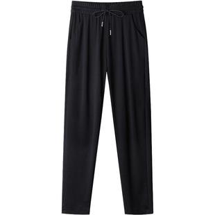 黑色休闲裤女2025秋冬新款高腰大码宽松弹力显瘦女士运动哈伦裤子