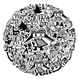 动漫人物贴纸时光旅人黑白韩系贴纸ins简笔画创意涂鸦行李箱手账装饰贴画平板电脑笔记本滑板收纳盒头盔车贴