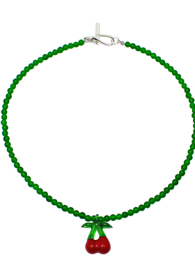 绿玛瑙樱桃项链独特配色