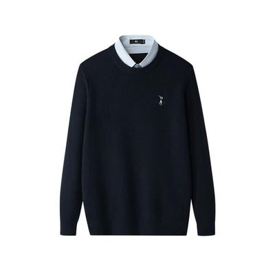 海澜之家衬衫领假两件针织衫