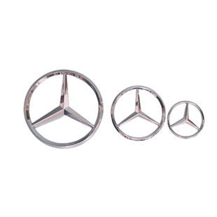 适用奔驰车改装6 7 9 11mm发动机盖标尾三叉星中控方向盘AMG C级